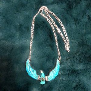 Native American Made Sterling and Turquoise Eagle Necklace
